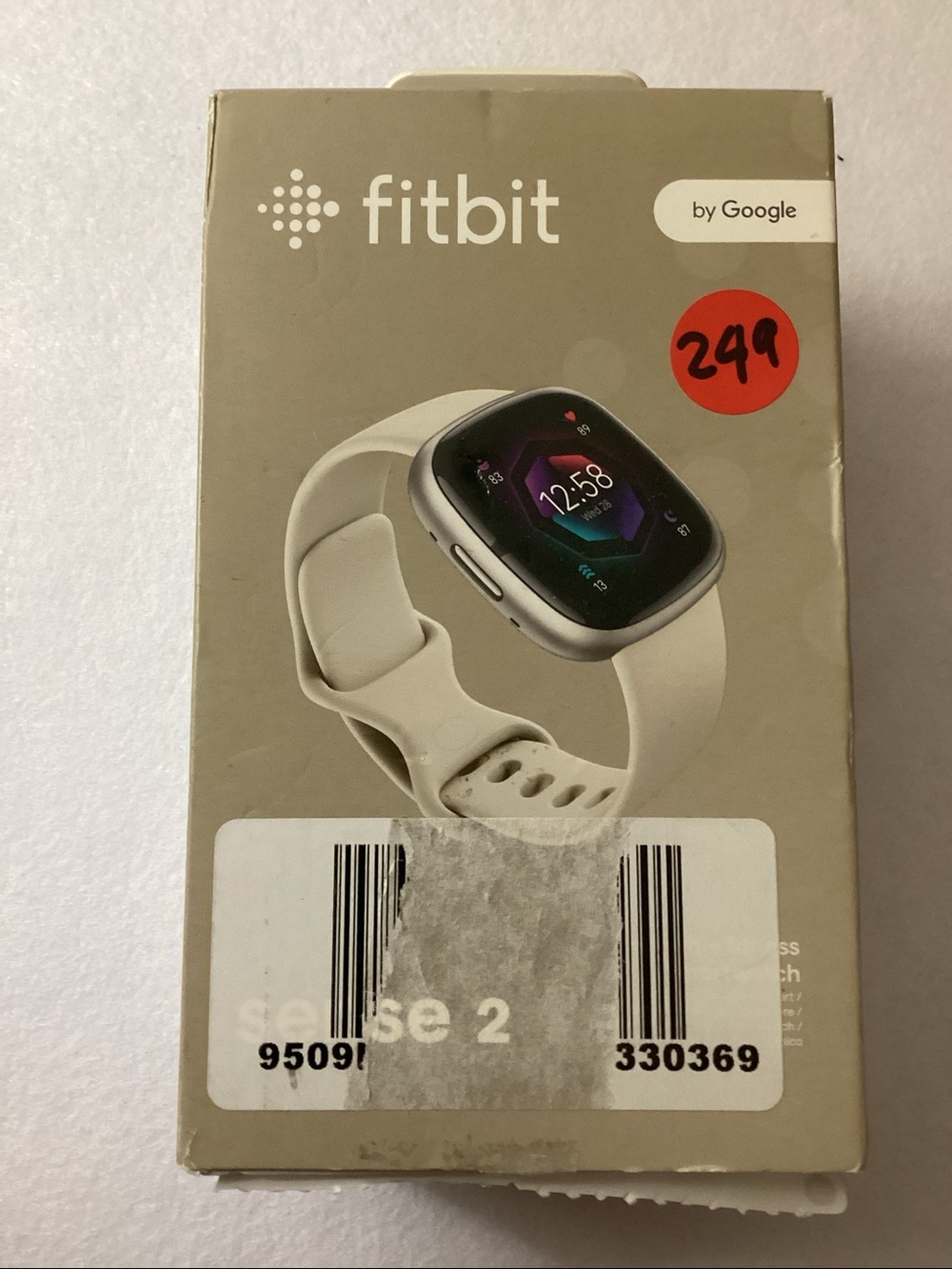 Fitbit Sense 2 Lunar White Platinum Smartwatch, 39mm